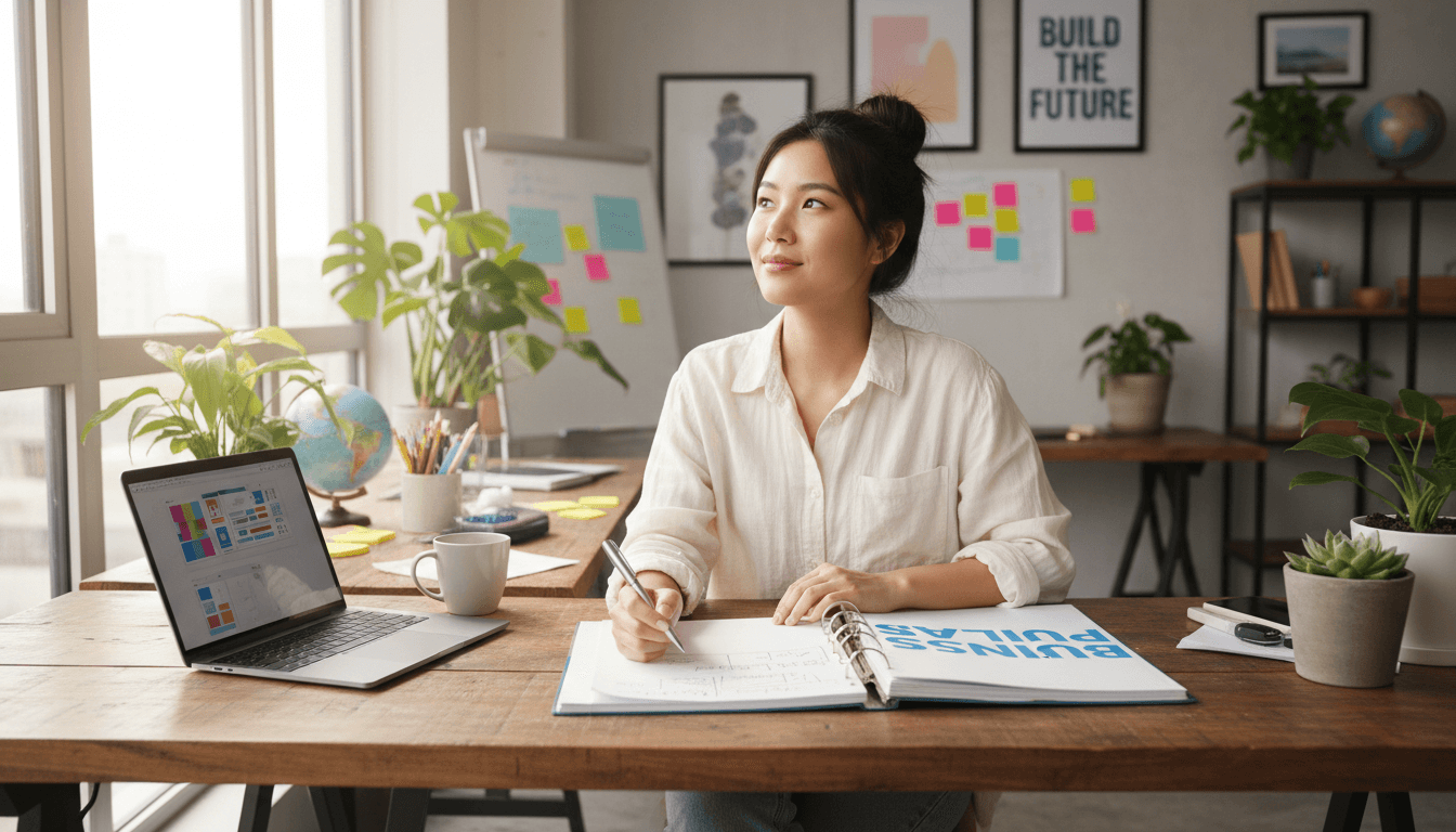 Startup Loans - Young entrepreneur planning with business documents