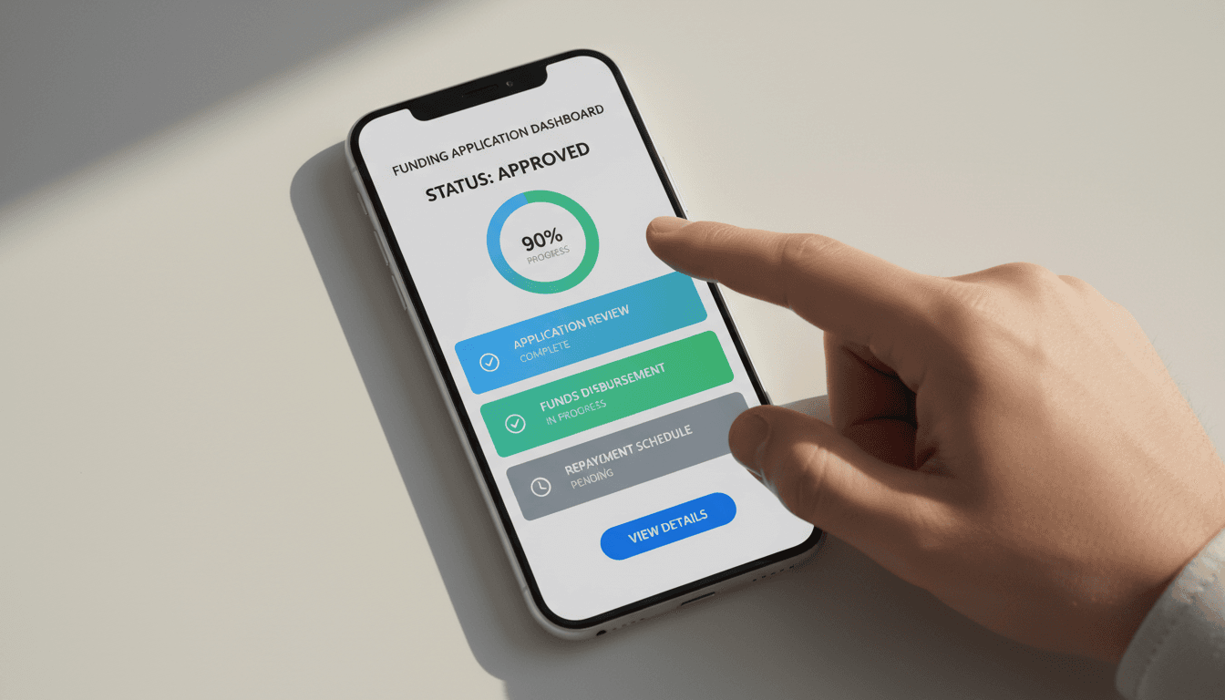 Mobile funding application interface showing approval status